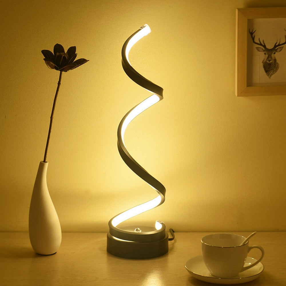 Modern Spiral LED Desk Lamp with Adjustable Brightness and Eye Protection – Energy Efficient Aluminum Design