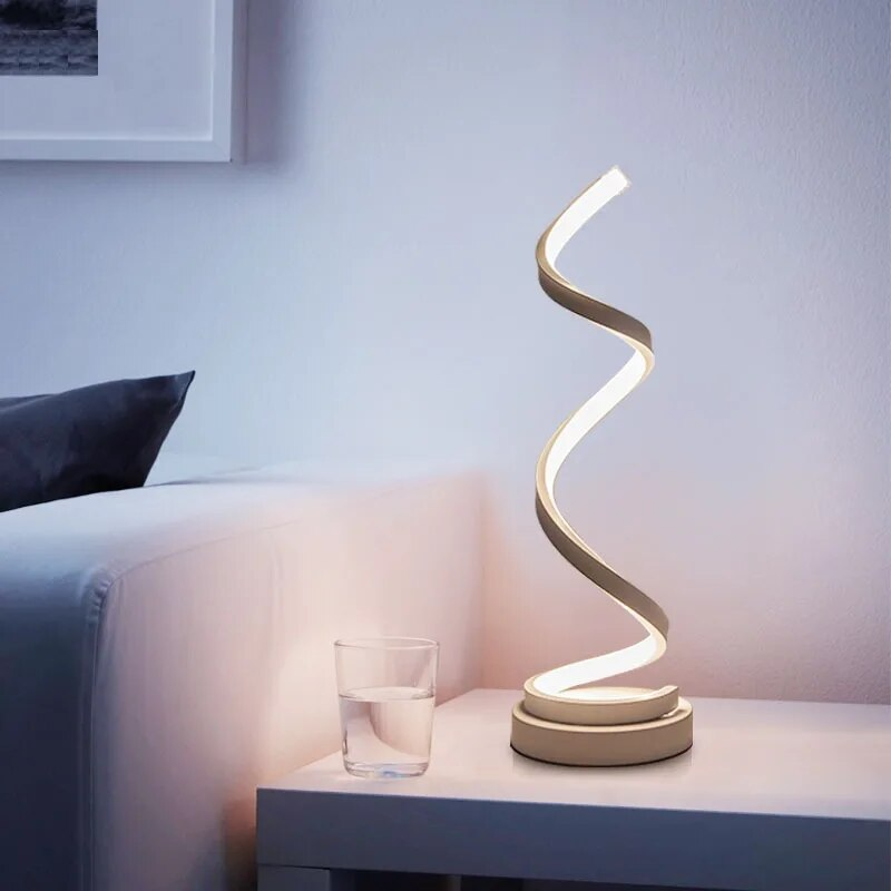 Modern Spiral LED Desk Lamp with Adjustable Brightness and Eye Protection – Energy Efficient Aluminum Design